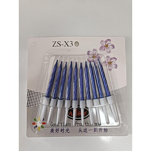 10'lu Burgulu Mavi Renk Pasta Mumu 7,5 cm - 1