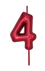 Kırmızı Renk Doğum Günü Rakam Pasta Mumu Yaş-4
